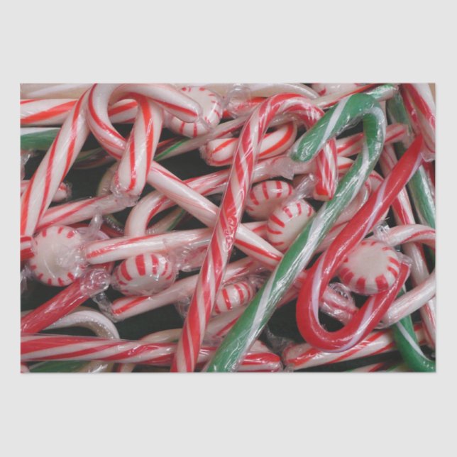 Candy Canes and Peppermints Christmas Holiday Tissue Paper (Front)