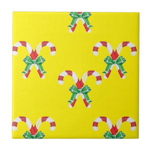 Candy canes and ribbon ceramic tile