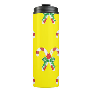 Candy canes and ribbon thermal tumbler