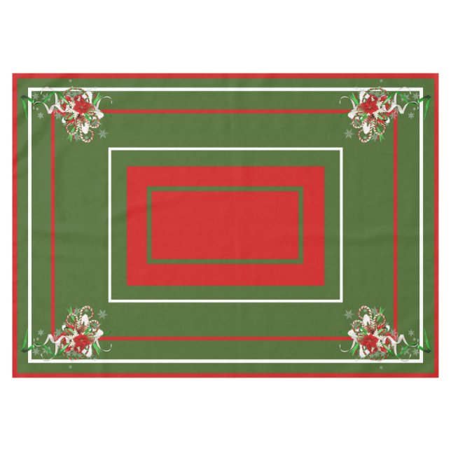 Candy Canes and Ribbons Tablecloth (Front (Horizontal))