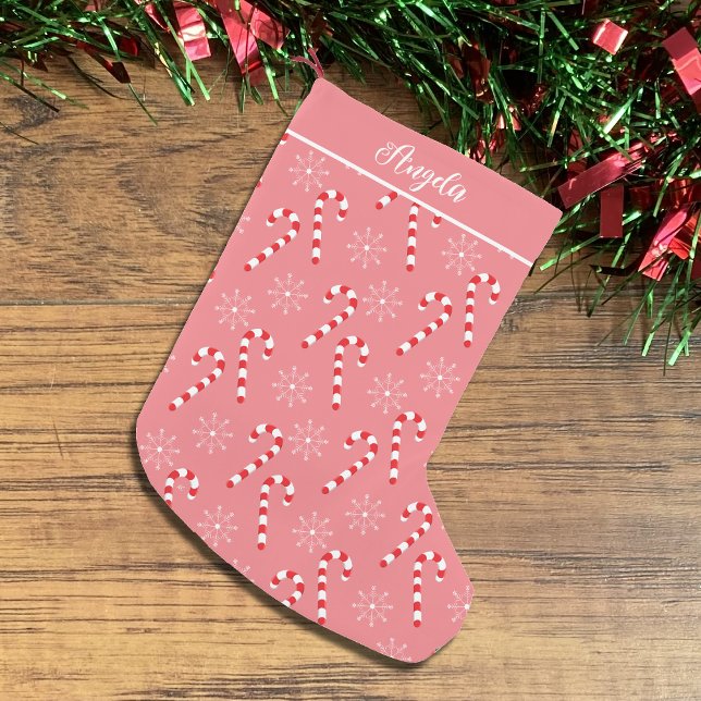 Candy Canes and Snowflakes Pink Christmas Stocking (Creator Uploaded)