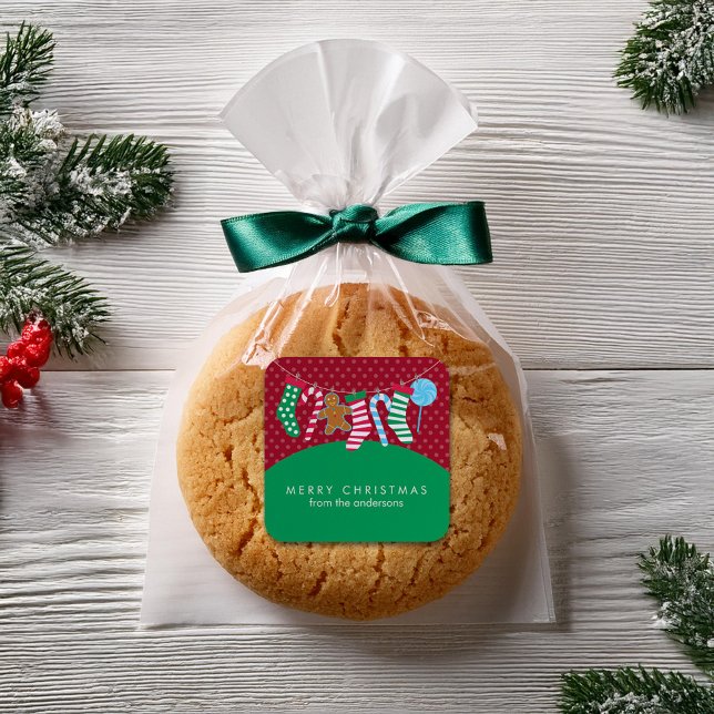 Candy Canes and Stockings Christmas Square Sticker (Creator Uploaded)