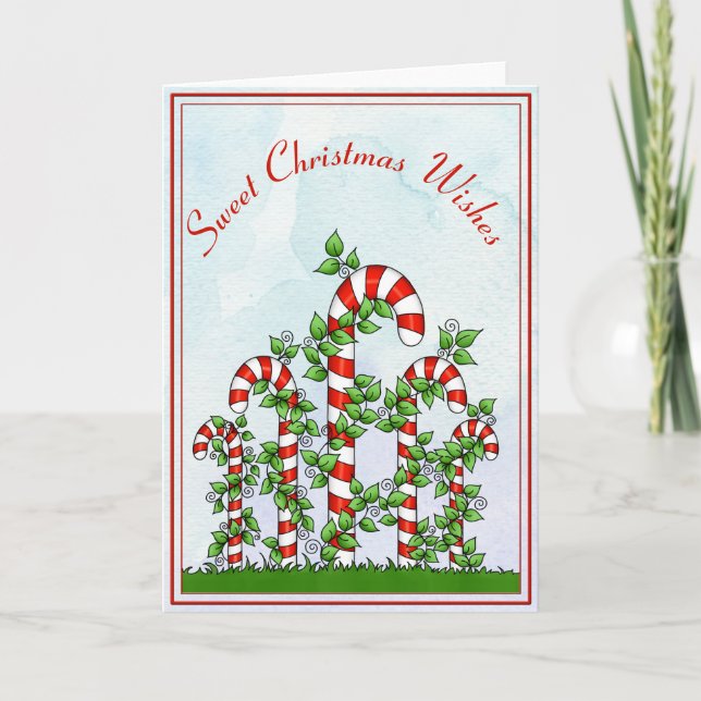 Candy Canes and Vines Christmas Greeting Cards (Front)