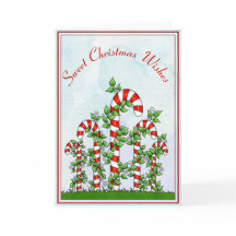 Candy Canes and Vines Christmas Greeting Cards
