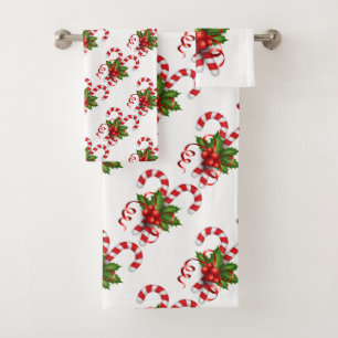 Candy Canes Bath Towel Set