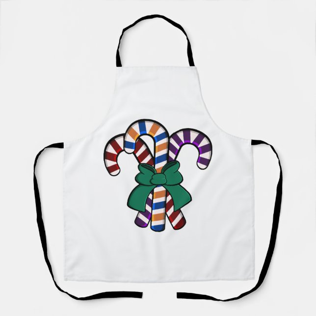 Candy Canes bouquet - green ribbon  Apron (Front)