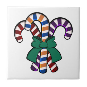 Candy Canes bouquet - green ribbon Ceramic Tile