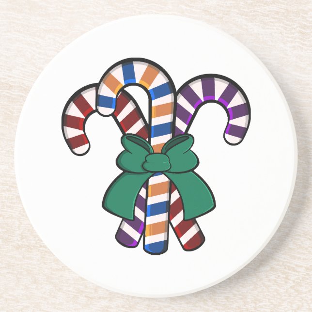 Candy Canes bouquet - green ribbon  Coaster (Front)