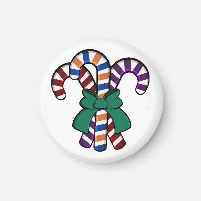 Candy Canes bouquet - green ribbon  Magnet (Front)