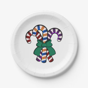 Candy Canes bouquet - green ribbon Paper Plate