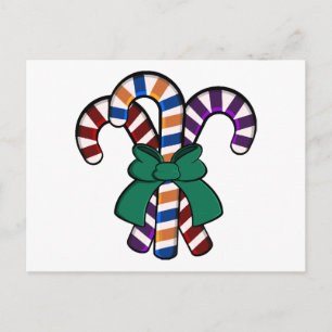 Candy Canes bouquet - green ribbon  Postcard