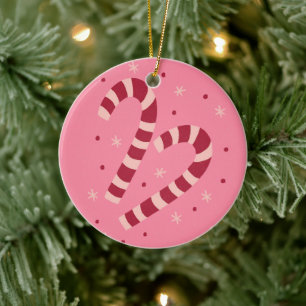Candy canes ceramic ornament