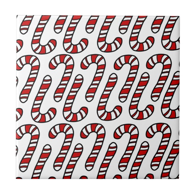 Candy Canes Ceramic Tile (Front)
