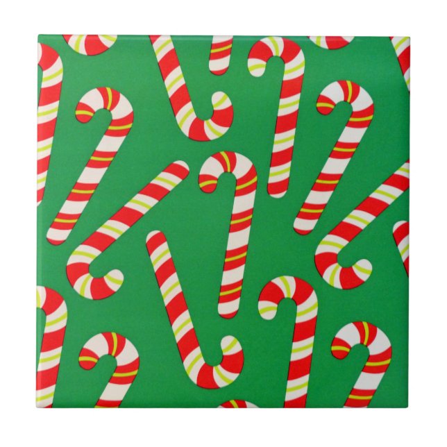 Candy Canes Ceramic Tile (Front)
