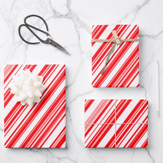 Candy Canes Christmas Holiday Wrapping Paper Sheet (Front)
