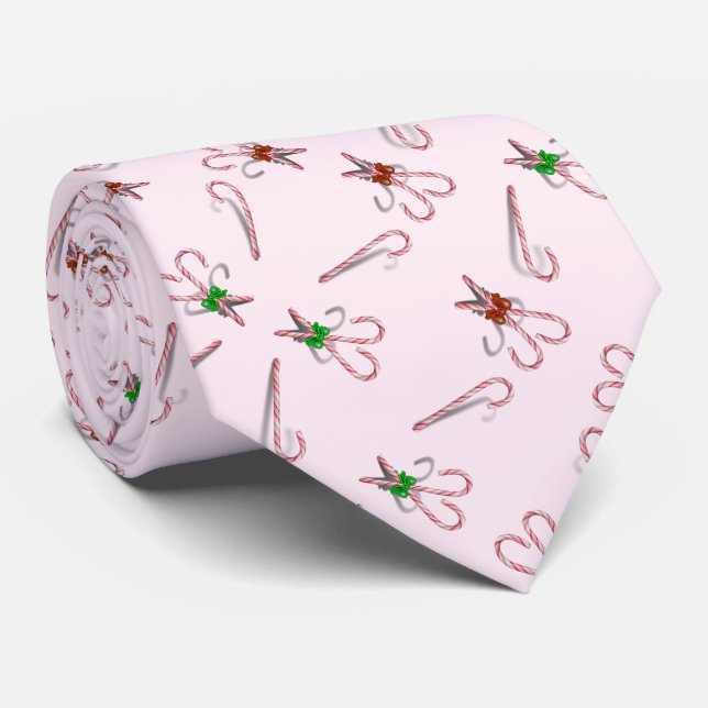  Candy Canes Christmas Tie (Rolled)