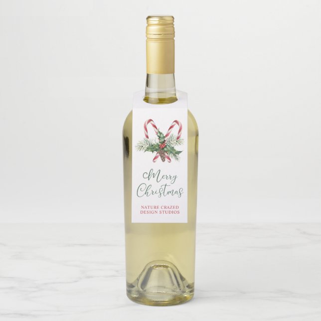 Candy Canes Company Christmas Bottle Hanger Tag (On Bottle)