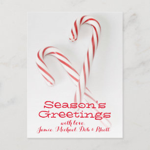 Candy canes crossing postcard