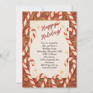 Candy Canes for Christmas Holiday Party Invitation