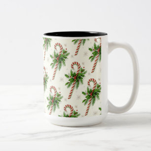 Candy Canes & Holly Christmas Mug