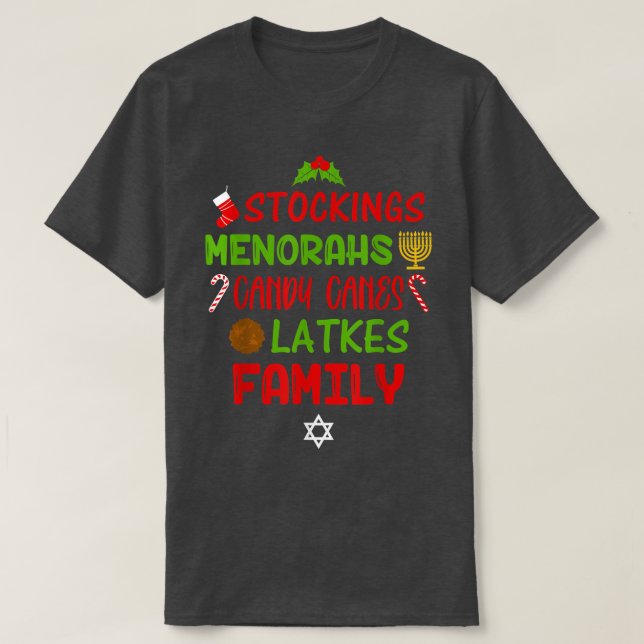 Candy Canes Latkes Hanukkah Christmas Chrismukkah  T-Shirt (Design Front)