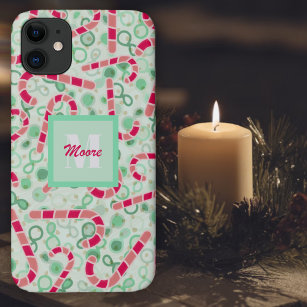 Candy Canes on Green Ombre Hybrid Paisley Case-Mate iPhone Case