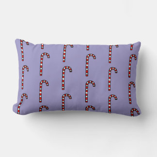 Candy Canes on Purple Background Lumbar Cushion