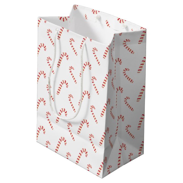Candy Canes Pattern Medium Gift Bag (Back Angled)