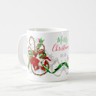 Candy Canes Poinsettia Snowflakes Merry Christmas Coffee Mug