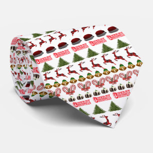 Candy Canes, Puddings And Christmas Trees Pattern, Tie