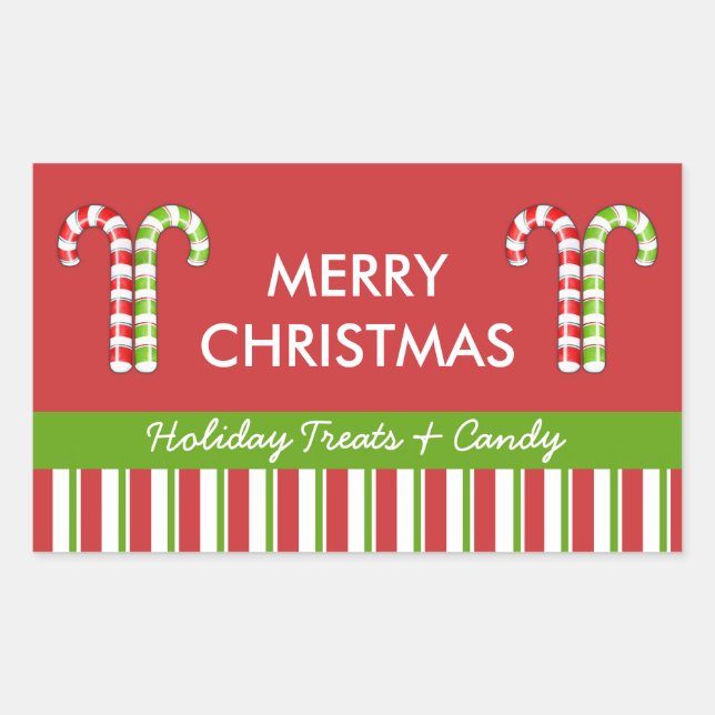 Candy Canes red green Candy Gift Jar Label (Front)