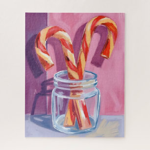 Candy Canes Vintage Christmas Jigsaw Puzzle