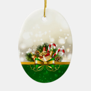 Candy canes with bow ceramic tree decoration