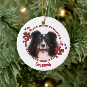 Candy Canes With Custom Photo Template & Text Ceramic Ornament