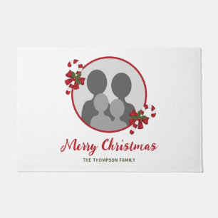 Candy Canes With Custom Photo Template & Text Doormat