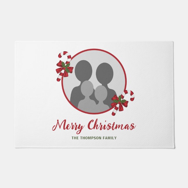 Candy Canes With Custom Photo Template & Text Doormat (Front)
