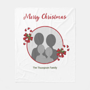 Candy Canes With Custom Photo Template & Text Fleece Blanket