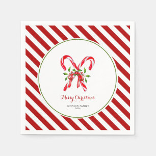 Candy canes with red & white border Christmas Napkin