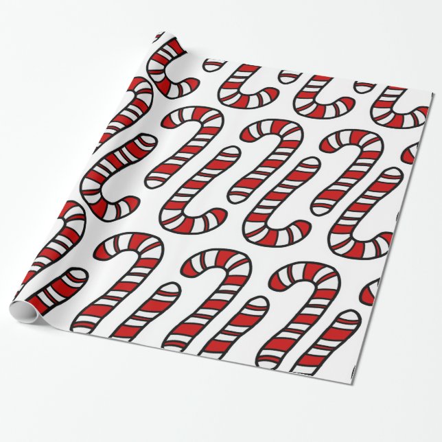 Candy Canes Wrapping Paper (Unrolled)