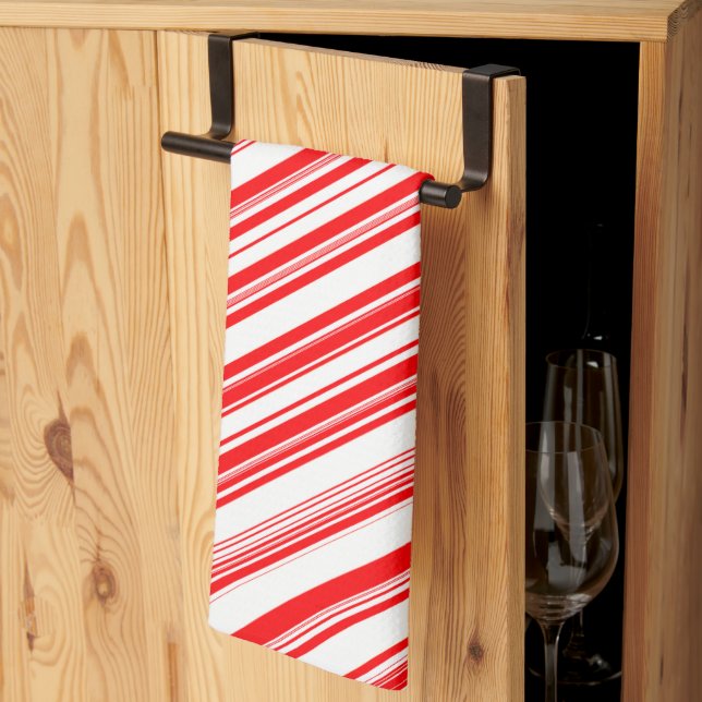 Candy Canes Xmas Red White Holiday 4Lyn Tea Towel (Thirds Fold)