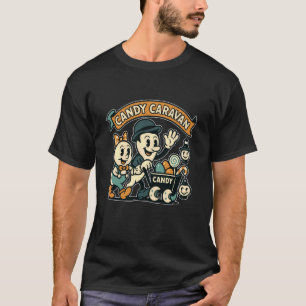 Candy Caravan Ghost Wagon Teal T-Shirt