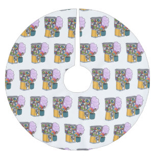 Candy cartoon illustration brushed polyester tree skirt