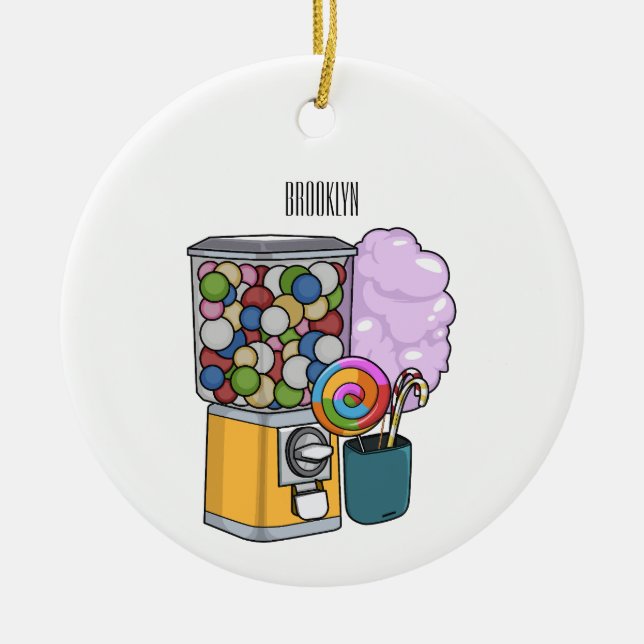 Candy cartoon illustration ceramic ornament (Front)