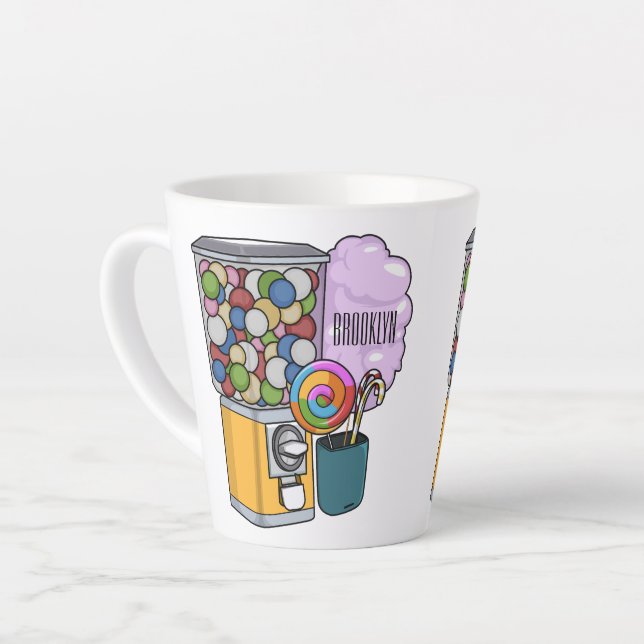 Candy cartoon illustration  latte mug (Left Angle)