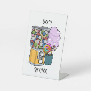 Candy cartoon illustration pedestal sign
