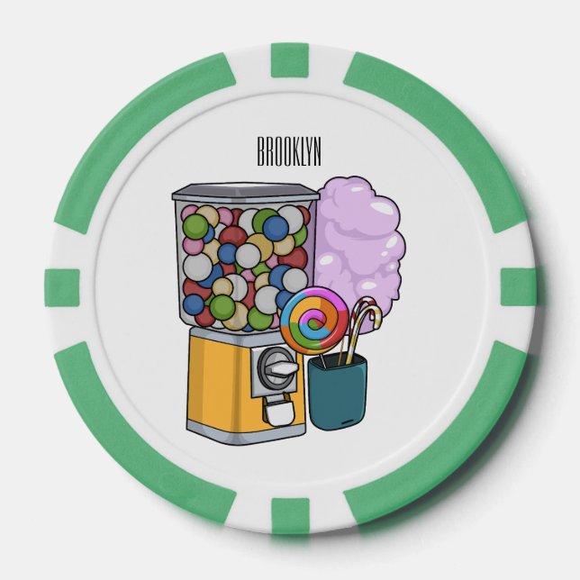 Candy cartoon illustration poker chips (Front)