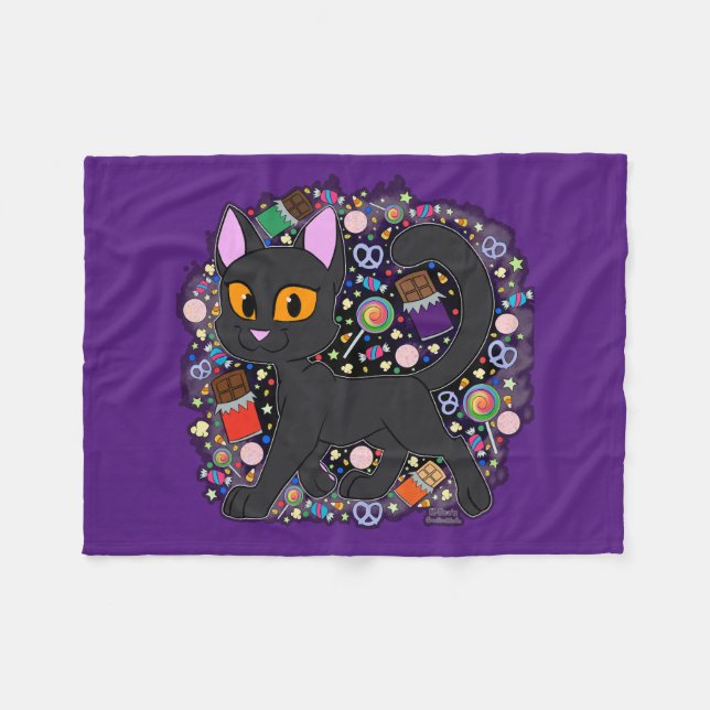 Candy Cat Fleece Blanket (Front (Horizontal))