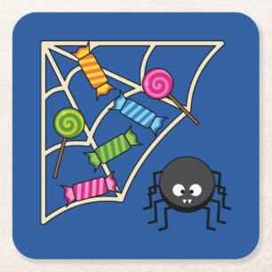 Candy Catcher Spider Square Paper Coaster