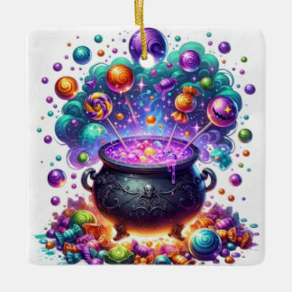 Candy cauldron ceramic ornament