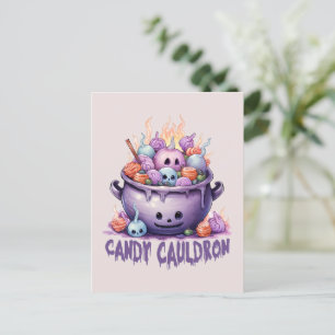 Candy Cauldron – Pastel Purple Halloween Treats Postcard